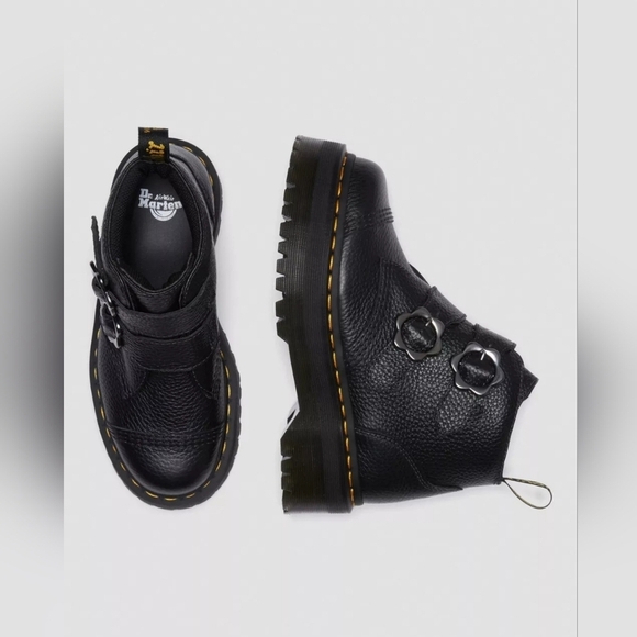 Devon Flower Buckle Leather Platform Boots - Picture 4 of 6